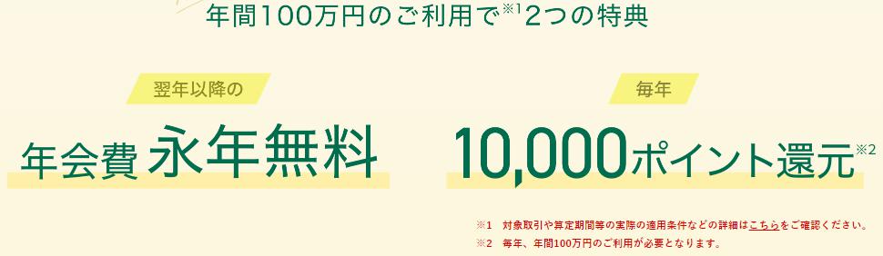 三井住友ゴールドカードNLは年間100万円の利用で2つの特典