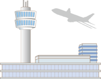 空港と飛行機イラスト