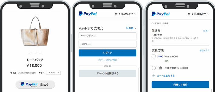 PayPalのオンラインでのお支払い方法イメージ