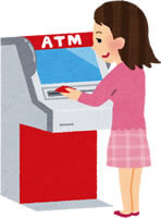 ATMをキャッシングで使う女性