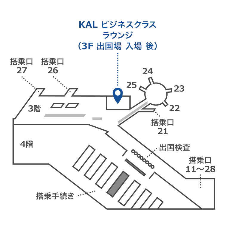 成田空港第1ターミナルビル　KAL Business Class Loungeの場所