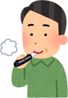 煙草の代わりに、電子たばこ（加熱たばこ）を吸っているおじさん